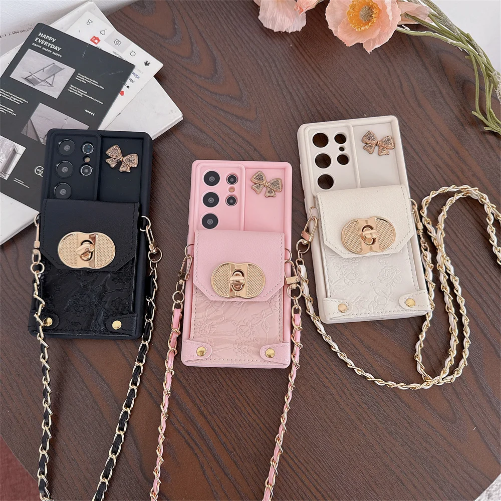 Leather Card Wallet - Crossbody Phone Case Wallet Card Holder
