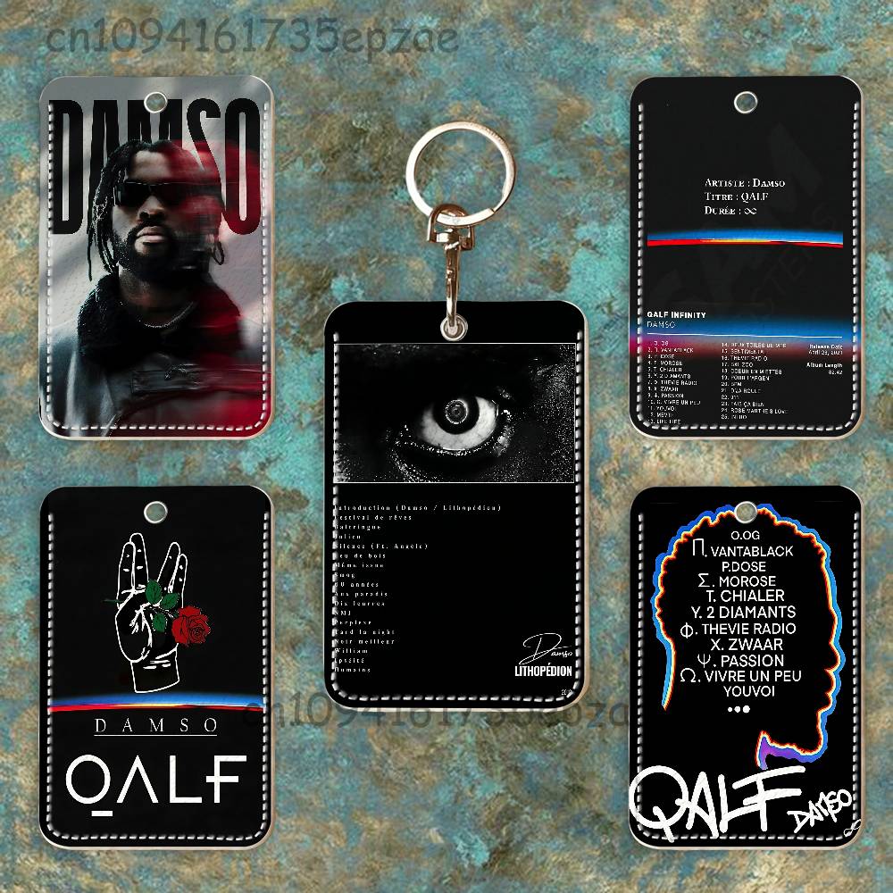Leather Card Wallet - D-Damso Qalf Rectangle Card Case Keychain