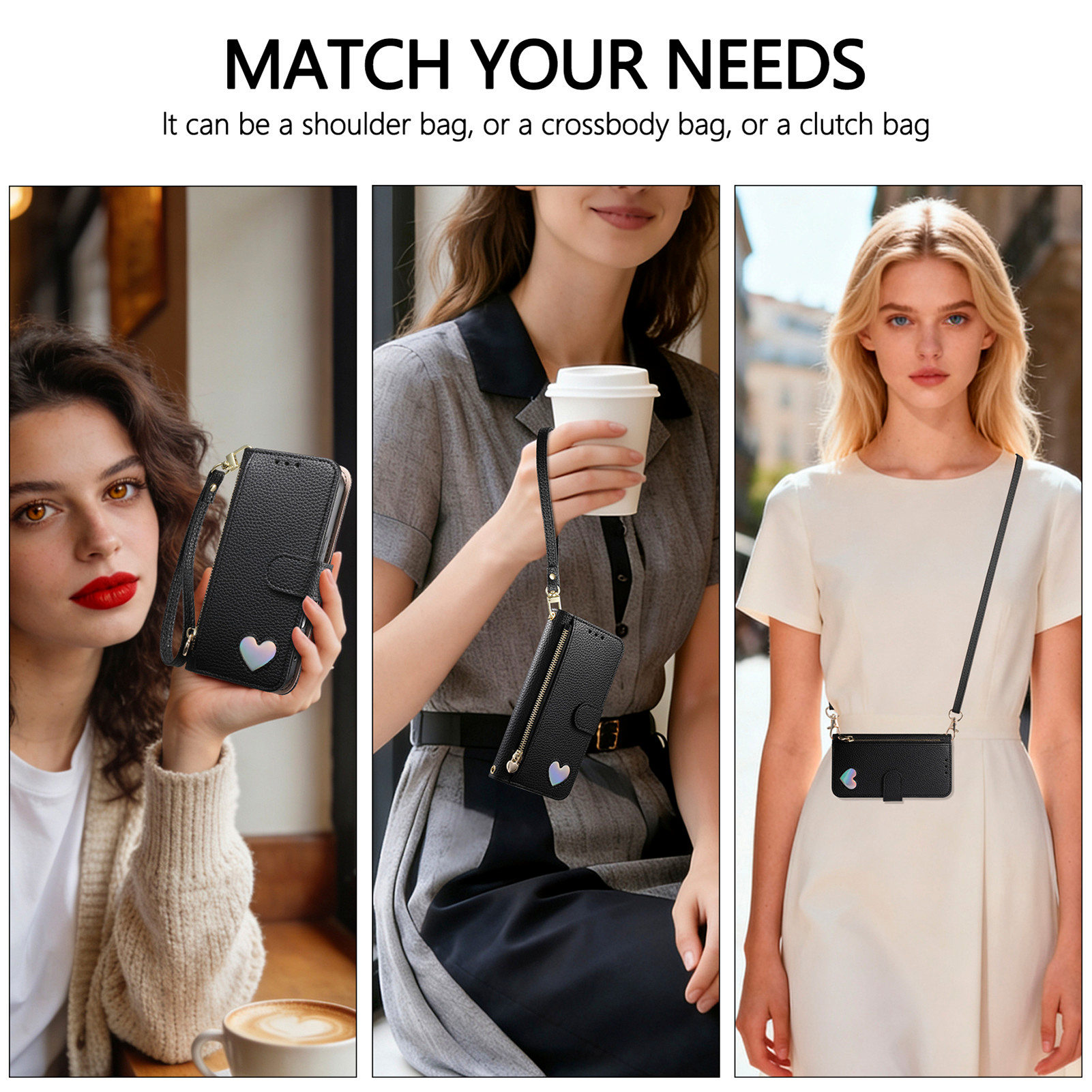 PU Leather Zipper Crossbody Wr - Leather Card Wallet review and price
